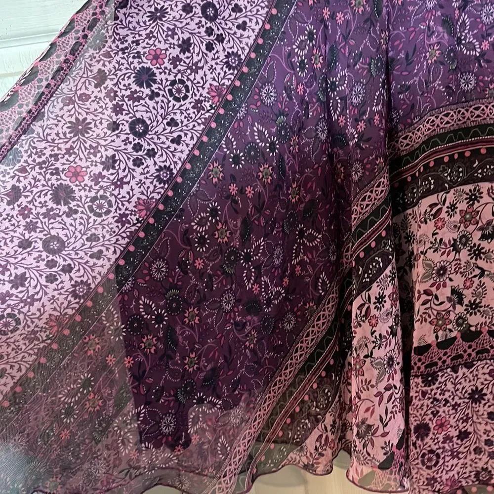 Luna Chix Purple Pattern Block Floral Asymmetrical Hemline Skirt Large Jrs L Size undefined - Image 8