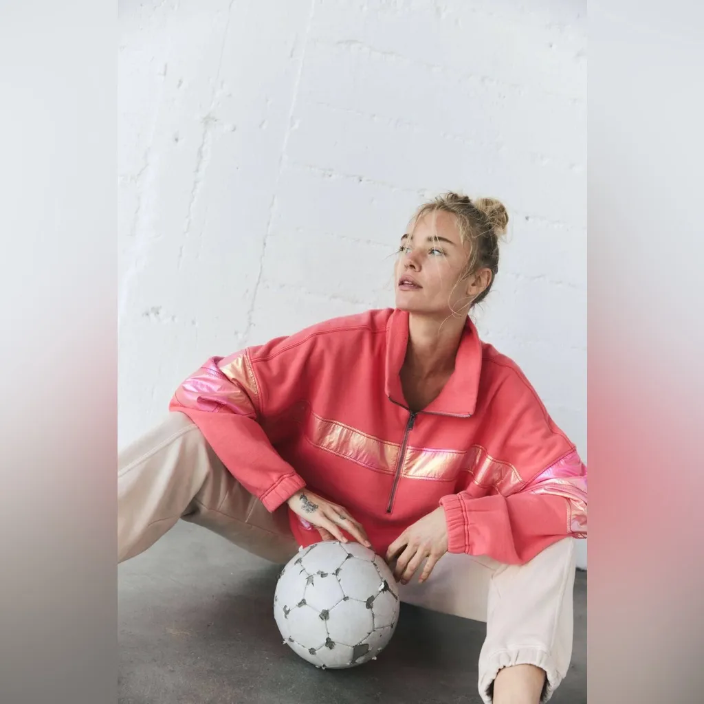 NWT Free People Movement Away We Go Half Zip in Hibiscus $128 MSRP - Image 3