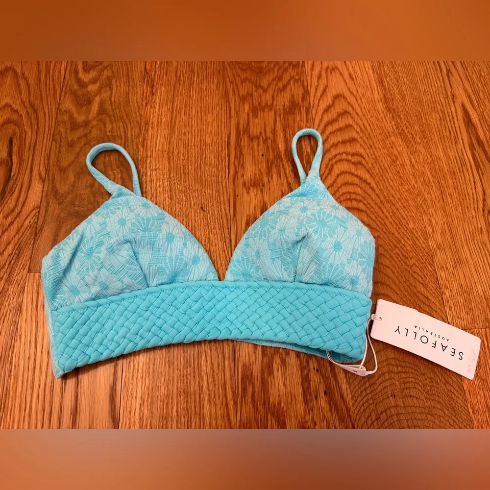 Seafolly Australia Marloe Banded Bralette Bikini Top - Atoll Blue size US 4 NWT - Image 3