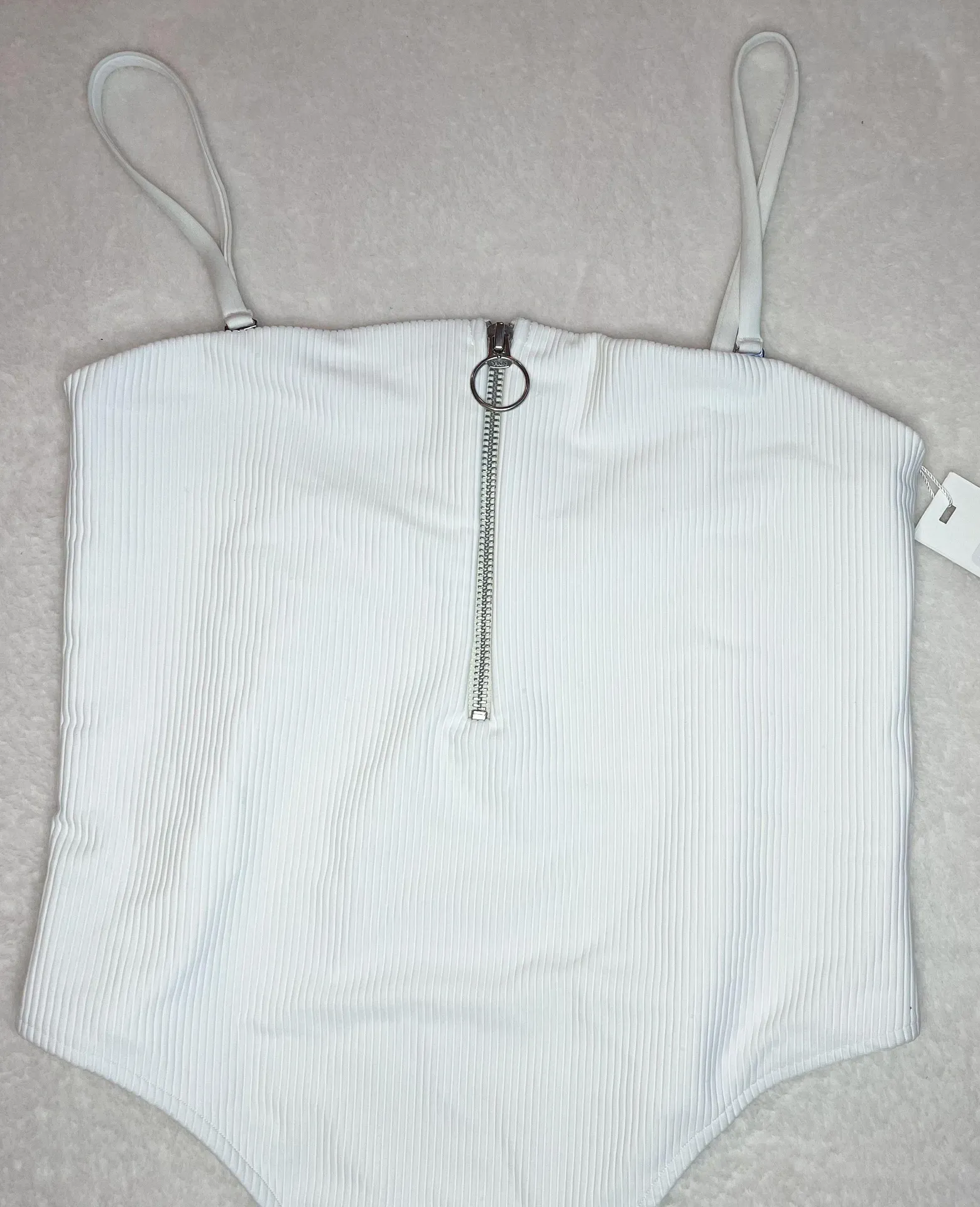 Flash High Leg White Zip One Piece - Image 8