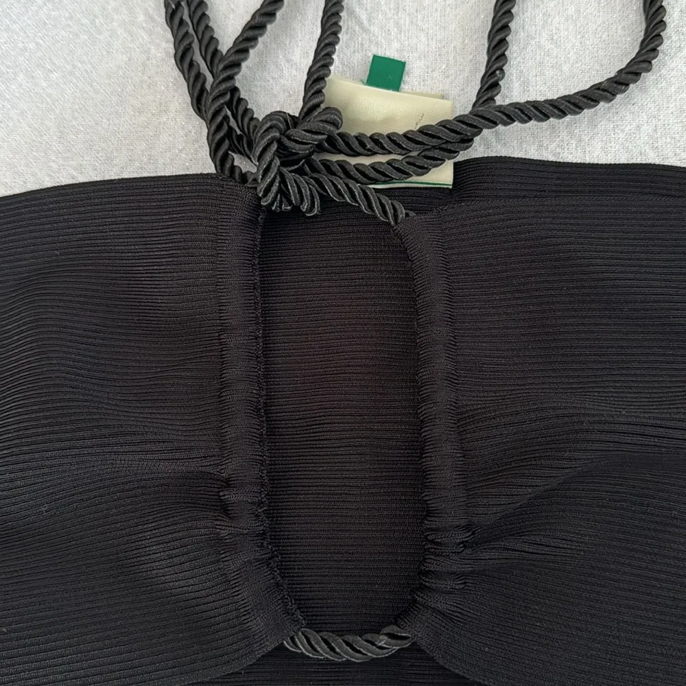 FARM RIO Knit Cutout Crop Halter Top in Black, Medium, $100 - Image 8