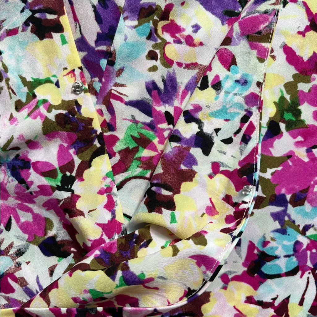 CAbi Size M Eden Floral Multicolor Surplice Faux Wrap Blouse Style 5211 - Image 5