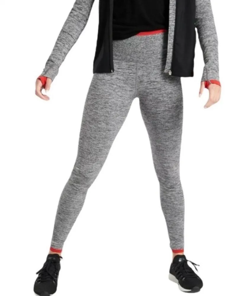 Athleta High Waisted Seamless Heathered Grey Red Trim Leggings Size XS - Image 2