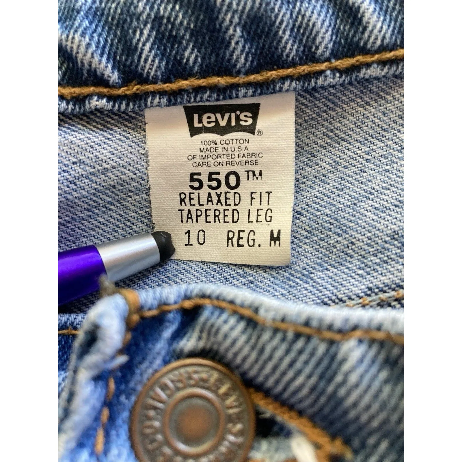 Vintage 97’ Levis 550 Jeans 28x30.5 Womens 10 Relaxed Fit Tapered Leg 90s Denim - Image 10