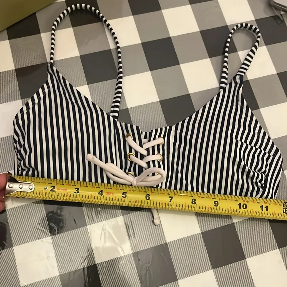 Xhilaration Women’s Bikini Top Striped Navy Blue White Nautical Preppy Small - Image 10