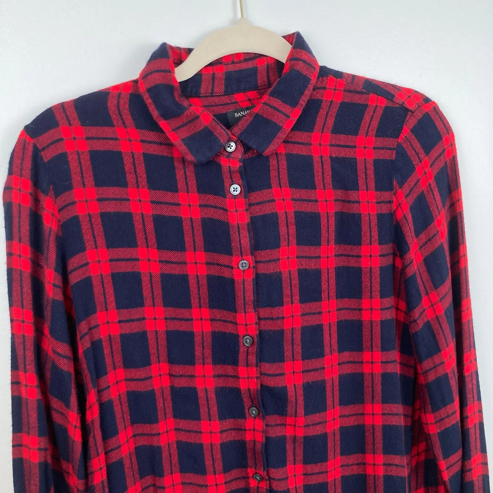 Banana Republic Womens S Dillon Blue & Red Plaid Shirt Cabin Grunge Gorpcore - Image 4