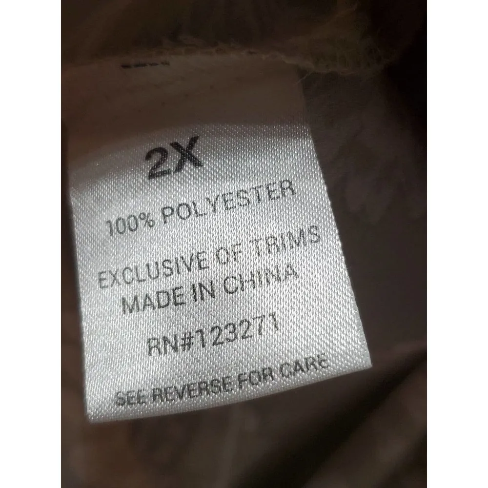 Orange Kiss Women's Green Floral Pockets 1/2 Zip Long Sleeve Top Blouse Size 2X - Image 7