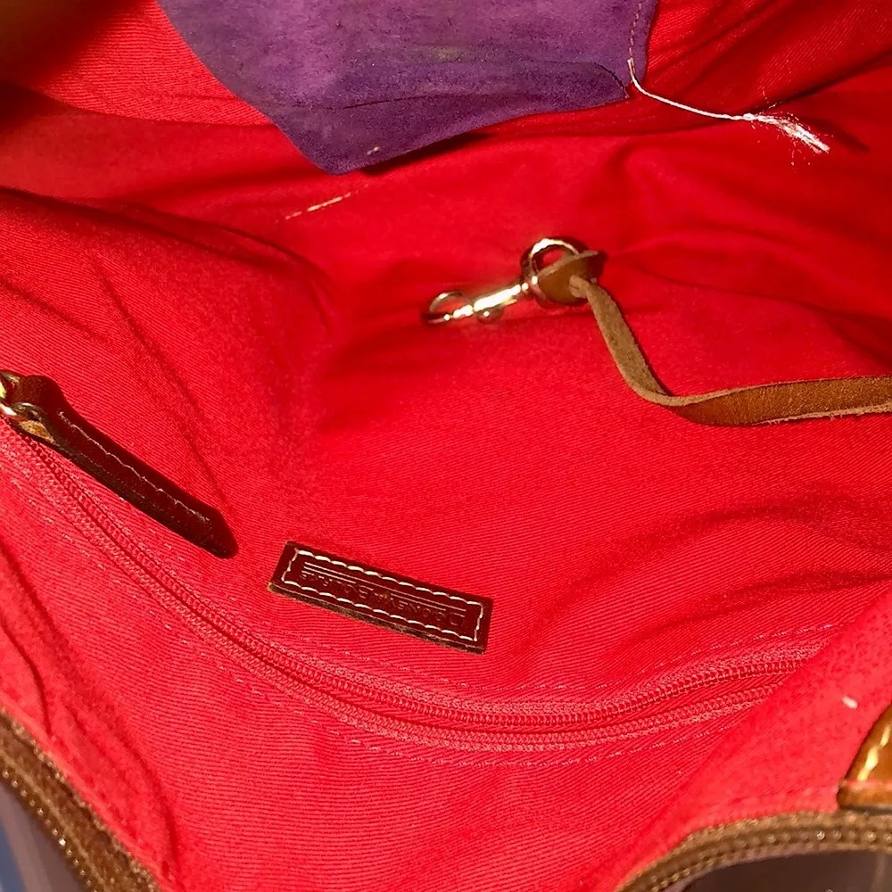 DOONEY BURKE Purple Suede Brown Leather Hobo Shoulder Bag w Dooney Duck HangTag - Image 13