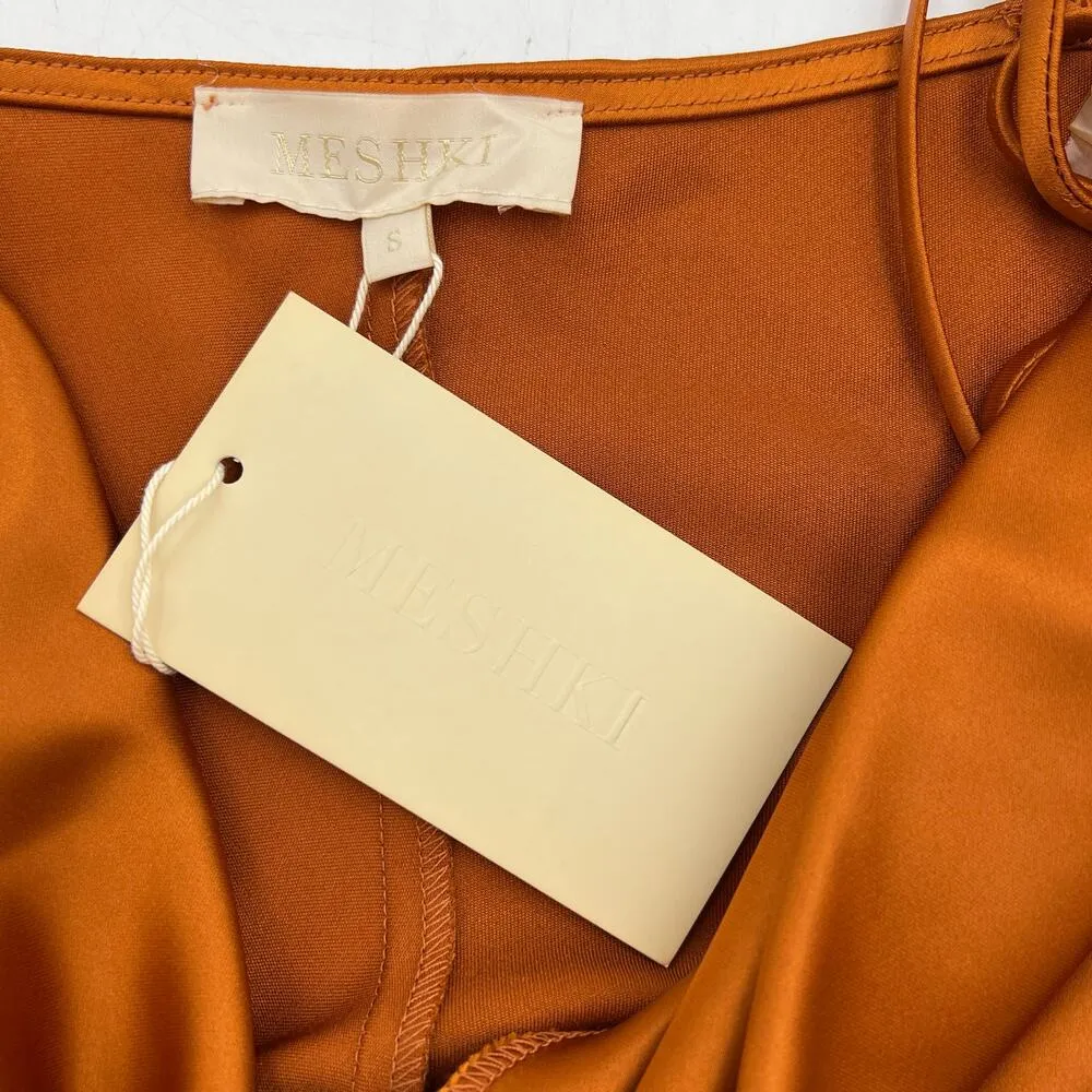 Meshki Tabitha Cowl Neck Midi Dress Burnt Orange - Image 4