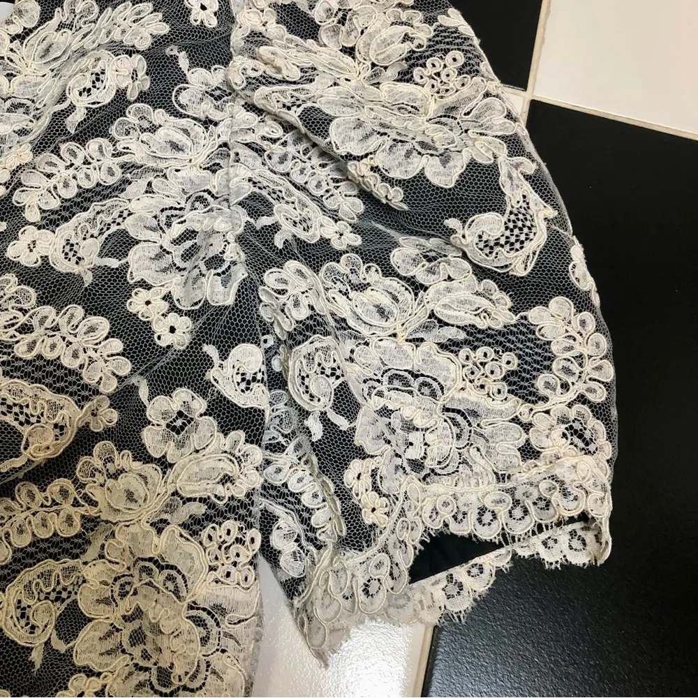 Vintage 80s does 60s Lillie Rubin Tent Dress Asymmetrical Ruffle Short Sleeve M - Image 11