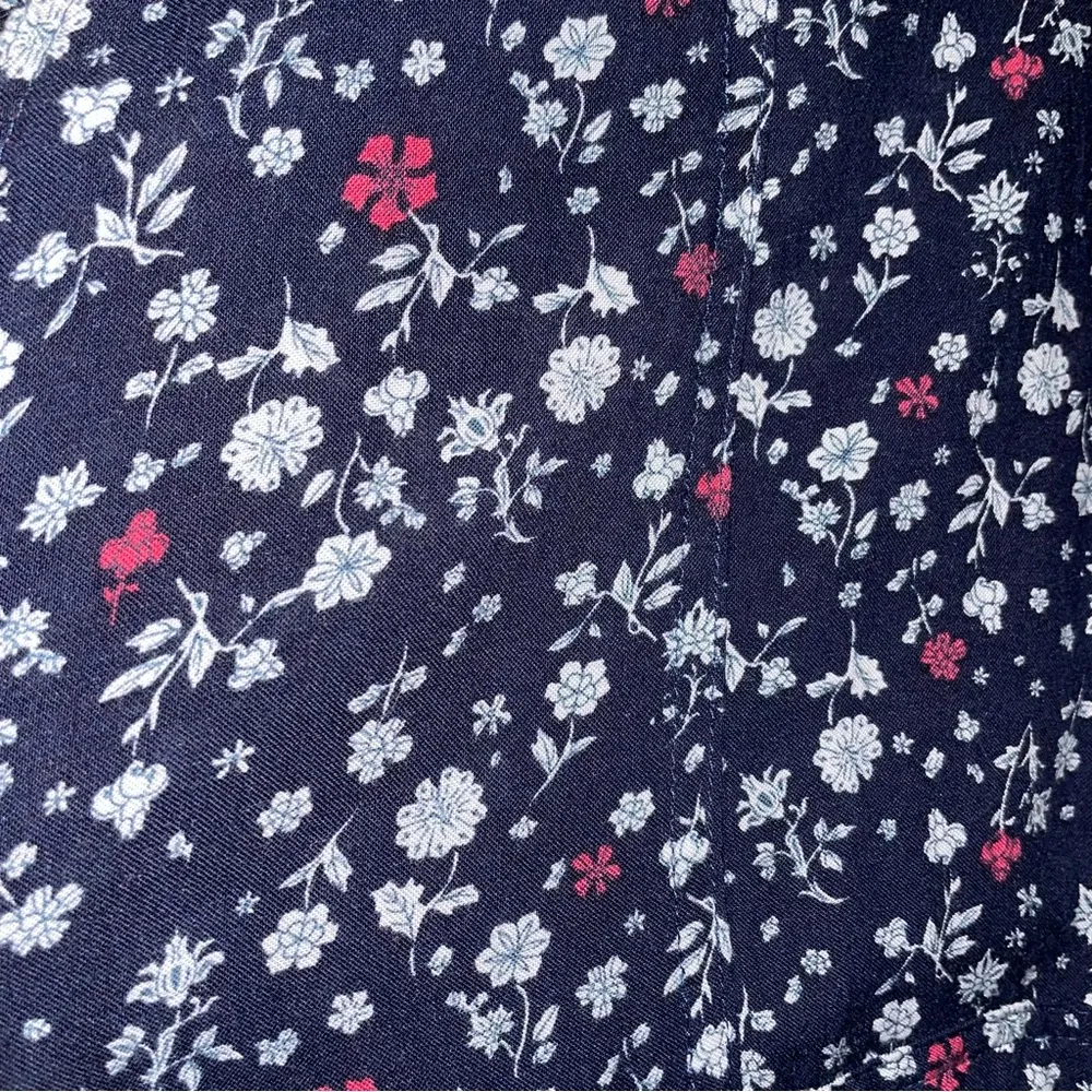 Imaginary Voyage S Overalls Rayon Knit Boho Floral Pants Jumpsuit Pockets Blue - Image 11