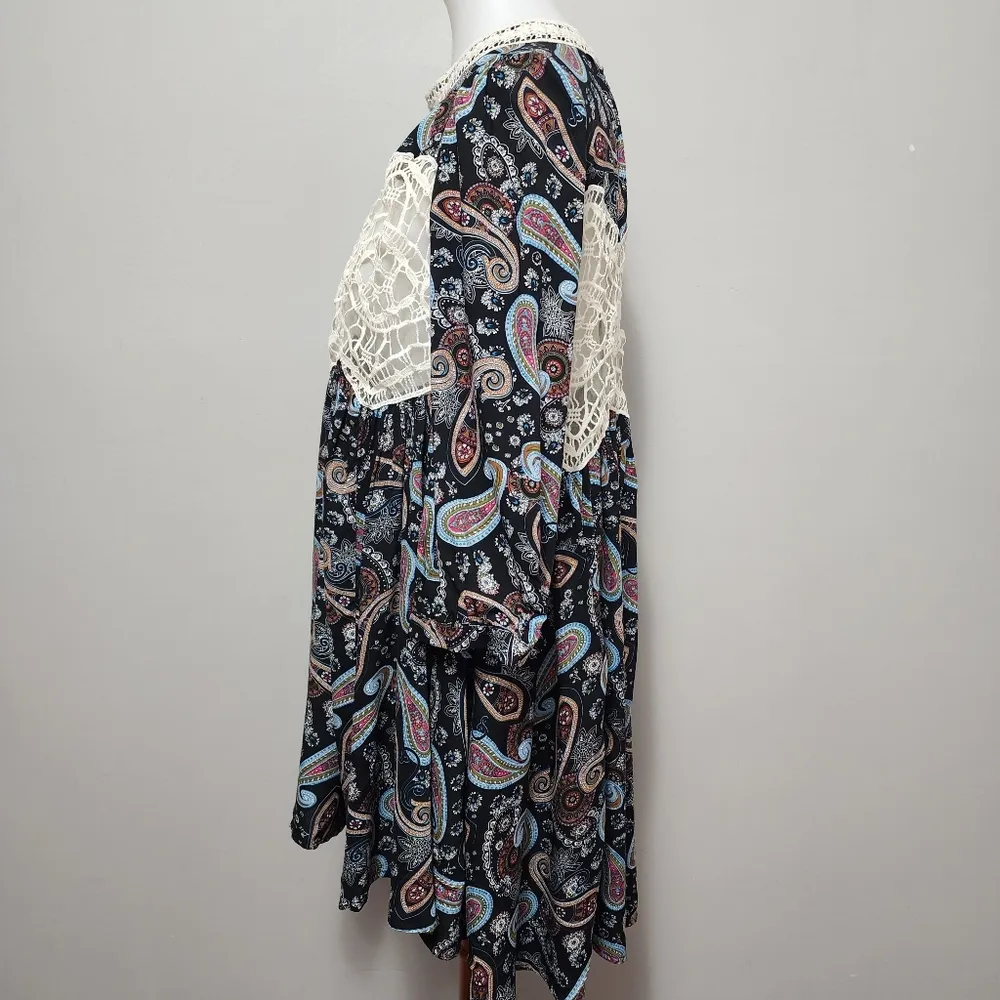 Jodifl black paisley tunic dress size medium - Image 5