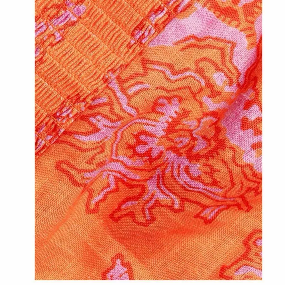 RHODE Toni Twist Linen Crop Top Size XL Coral Reef Grande - Image 9