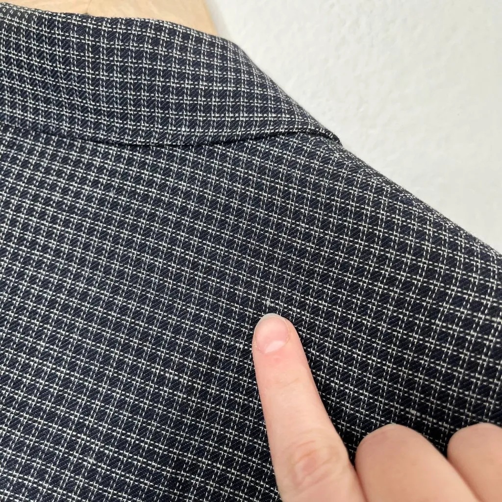 Ann Taylor Black and Navy Micro Plaid Linen Blend Single Breasted academia - Image 9