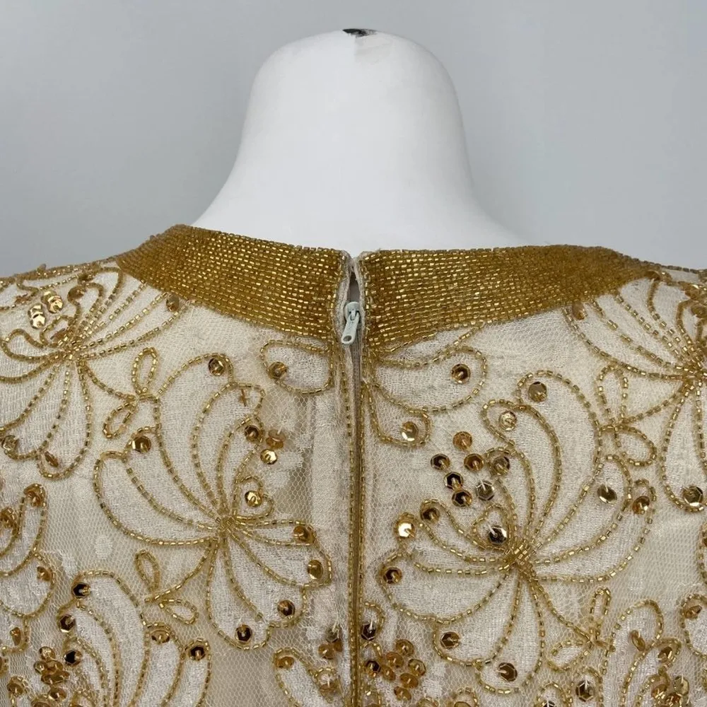 Lillie Rubin Gold Beaded Bubble Blouson Dress Vintage Size L - Image 72