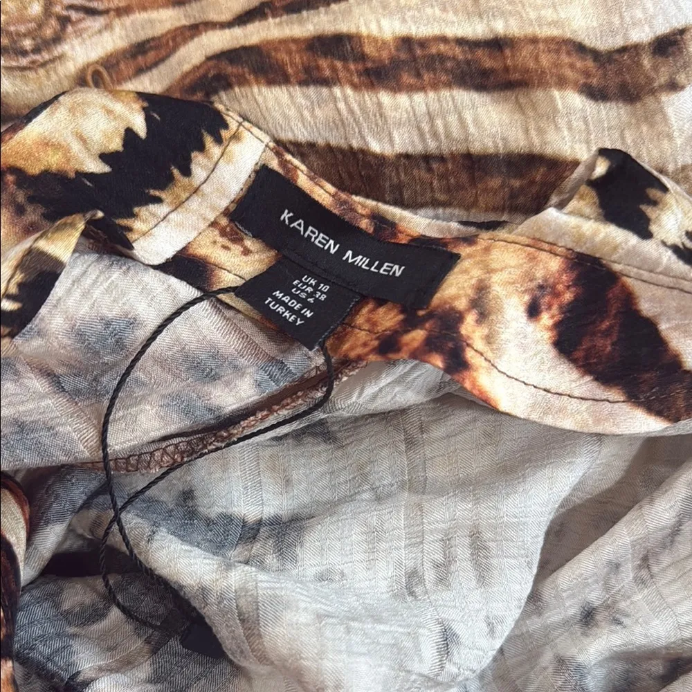 Karen Millen Mirrored tiger Viscose Satin woven Dress size 6 NWOT - Image 7