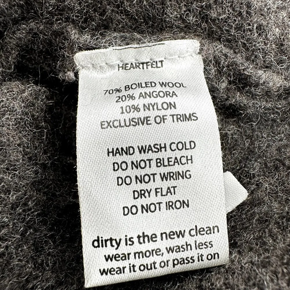 Horny Toad Heartfelt Jacket Angora Boiled Wool Asymmetric Button Pockets Gray L - Image 3