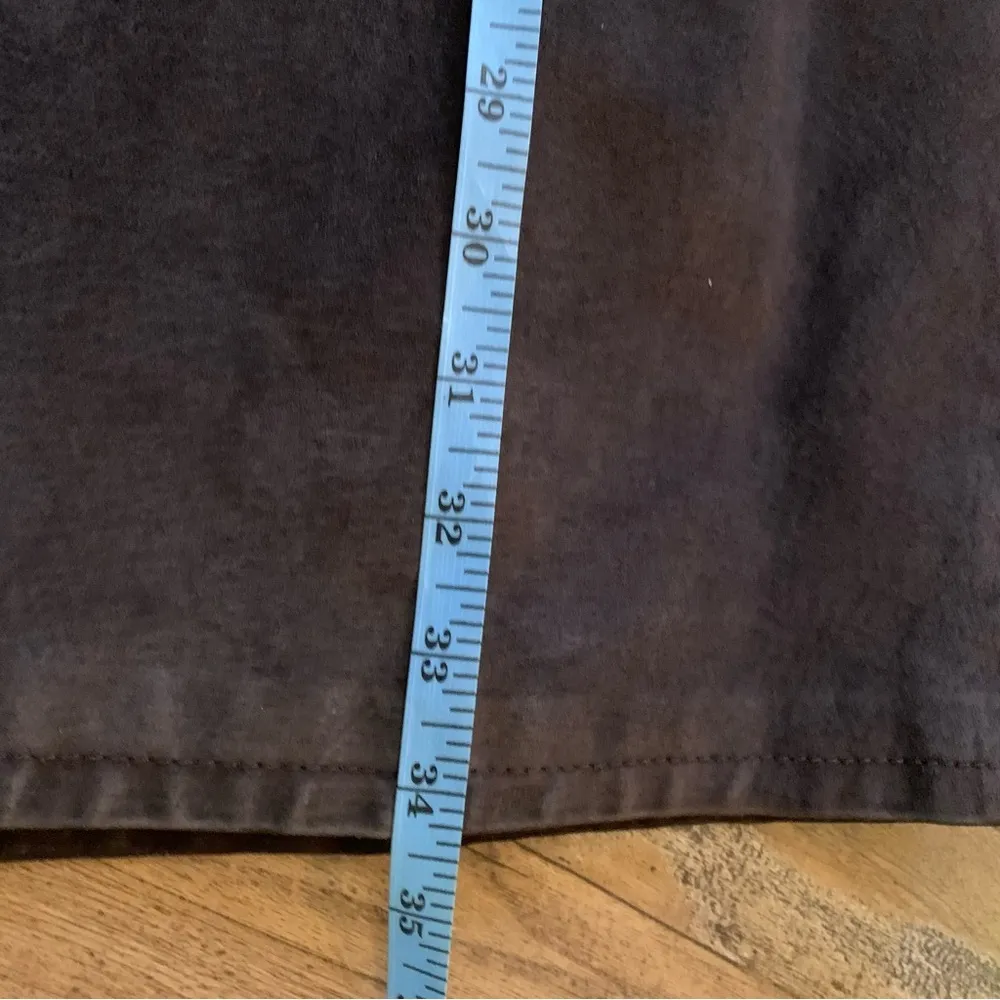 Style & Co Vintage A Line Brown Leather . genuine suede leather Skirt 12 L Lined - Image 8