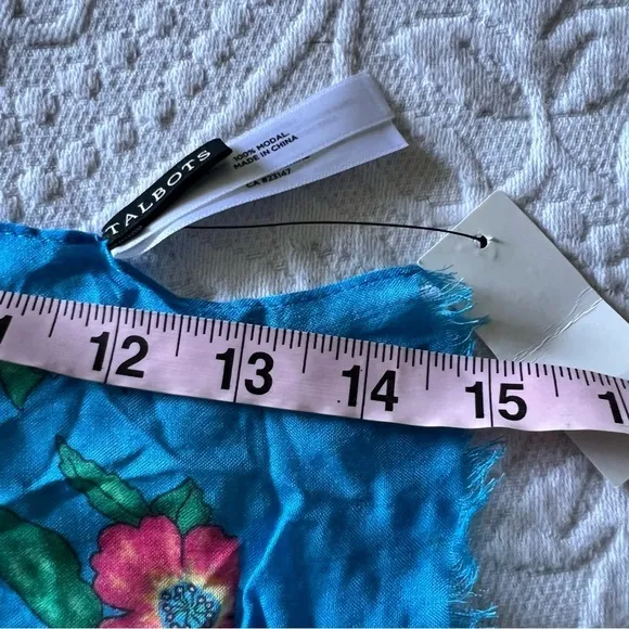 TALBOTS blue floral scarf‎ NEW spring summer scarf oblong pastel blue pink modal - Image 7