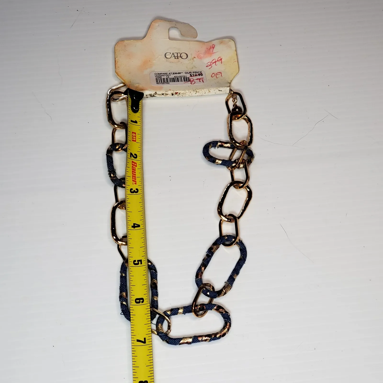 Fabric Wrapped Link Chain Cato Necklace New 14" - Image 5