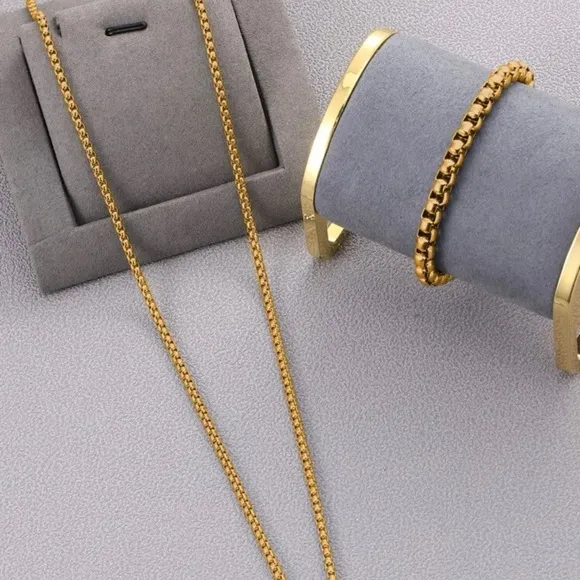 Stainless Steel Men Necklace & Bracelet Set - Image 2