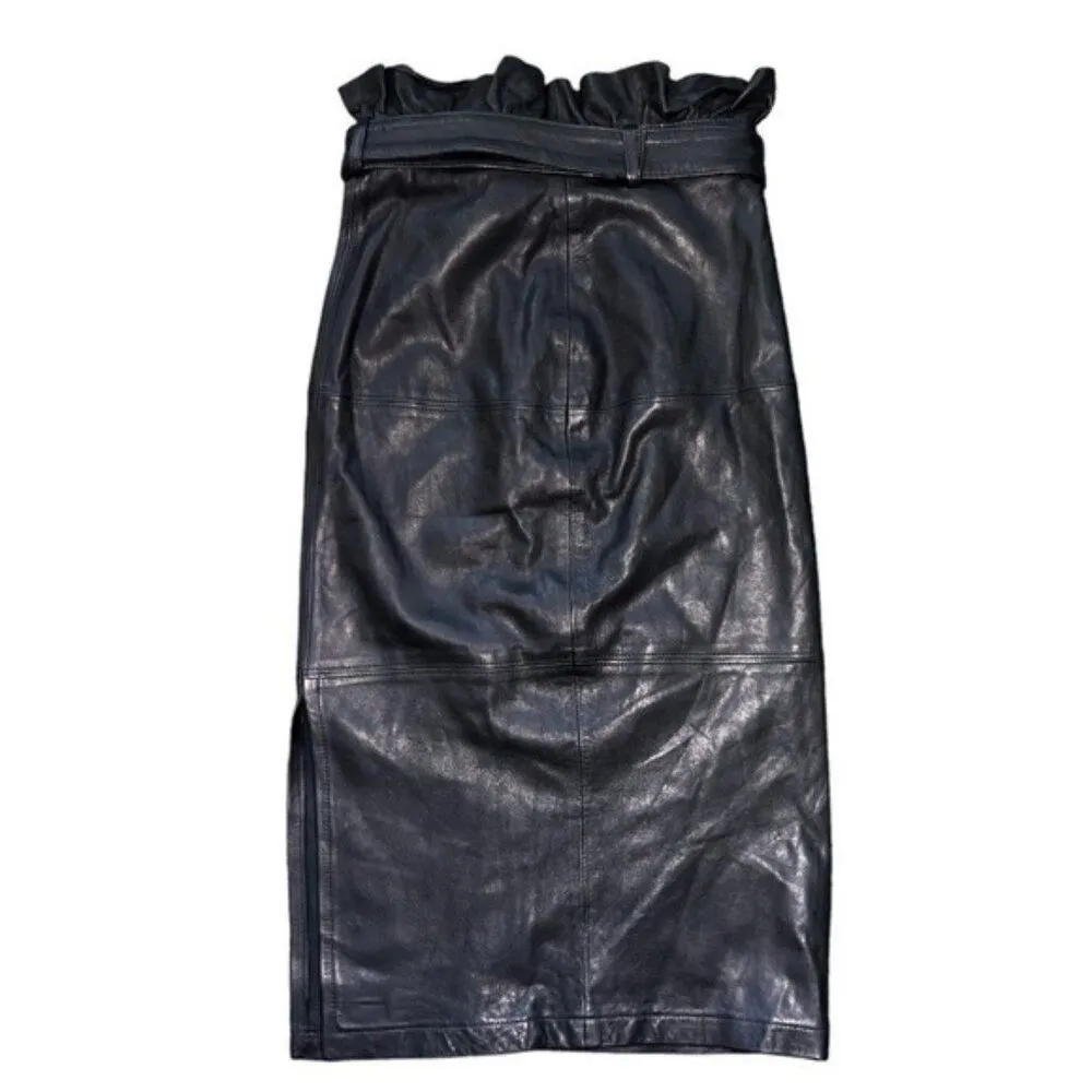 J Brand Claudia 100% Lamb's Leather Pencil Midi Skirt XS - Image 4