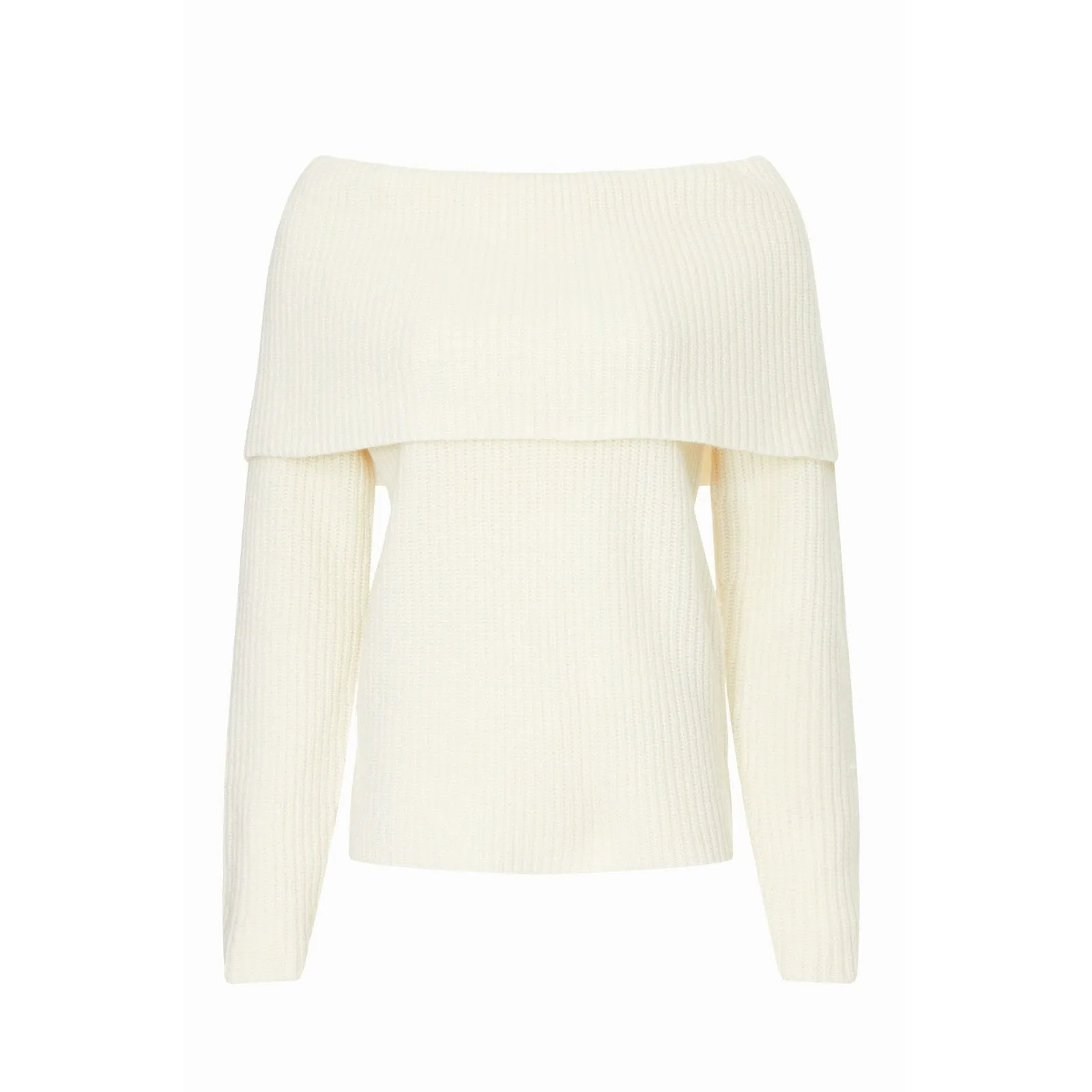 Polo Ralph Lauren Cream Off the Shoulder Wool Cashmere Knit Sweater Small - Image 4