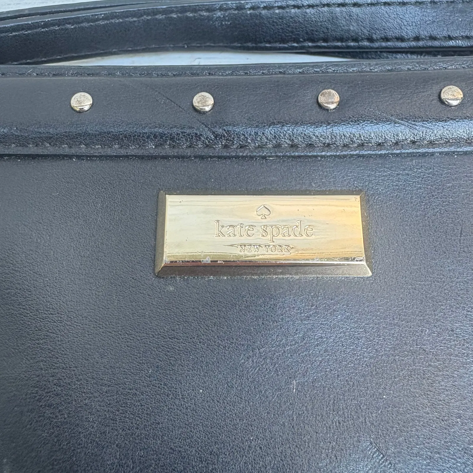 Kate Spade Helena Street Yulie Studded Wallet Wristlet Clutch Black Leather Moto - Image 5