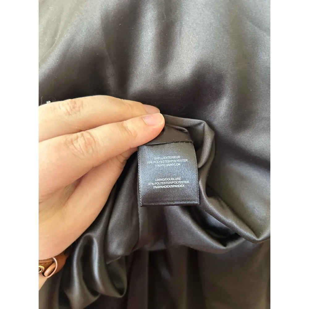 Belle Badgley Mischka Black Brocade Iris Floral Print A-Line Gown - Image 7