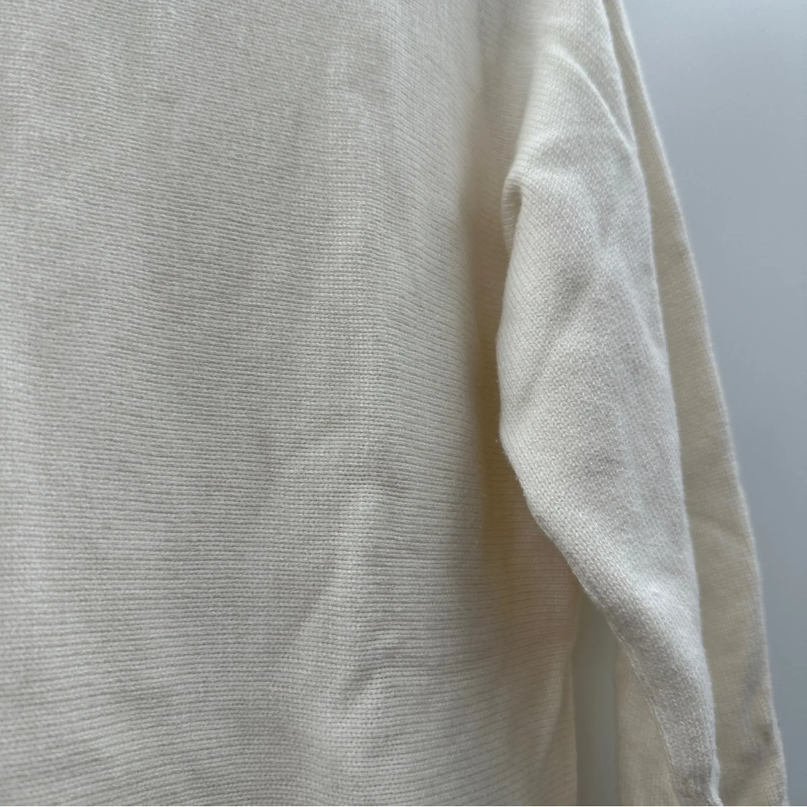 Michael‎ Kors Off White Cream Knit Shark Bite 3/4 Sleeve Pullover Sweater Sz M Size M - Image 9