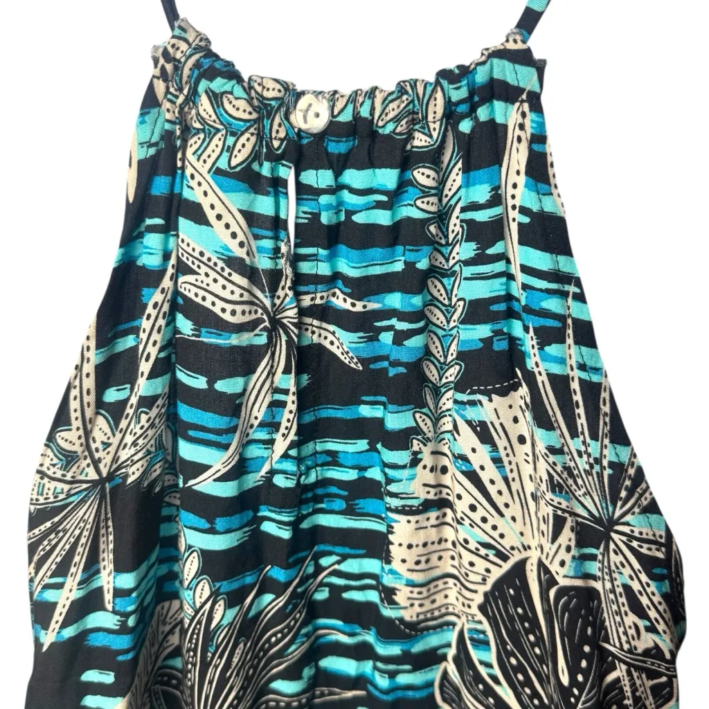 Hula Bay Blue and Black Halter Tank Hawaiian Resort Vacation Luau Coastal XL - Image 7