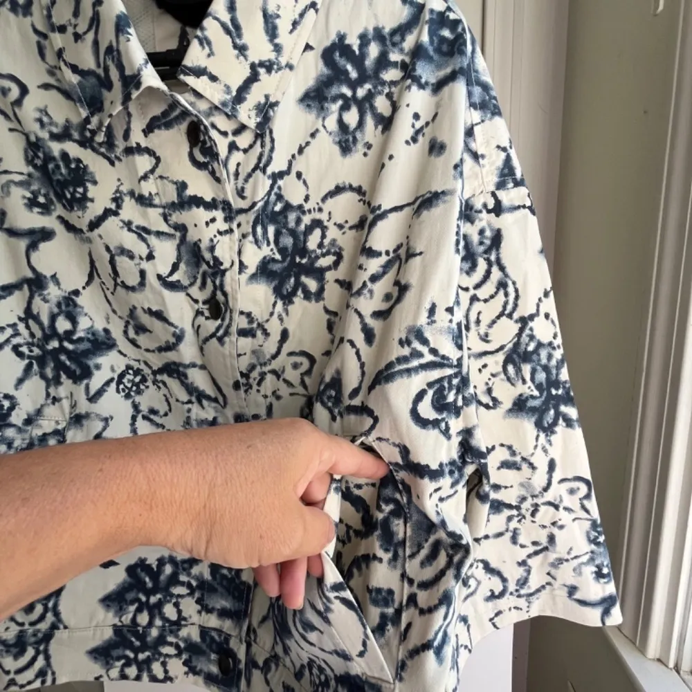 Bugatti Boho Chic Italian Crop Denim Bomber Jacket Navy Pockets Cotton, Size M White Size M - Image 7