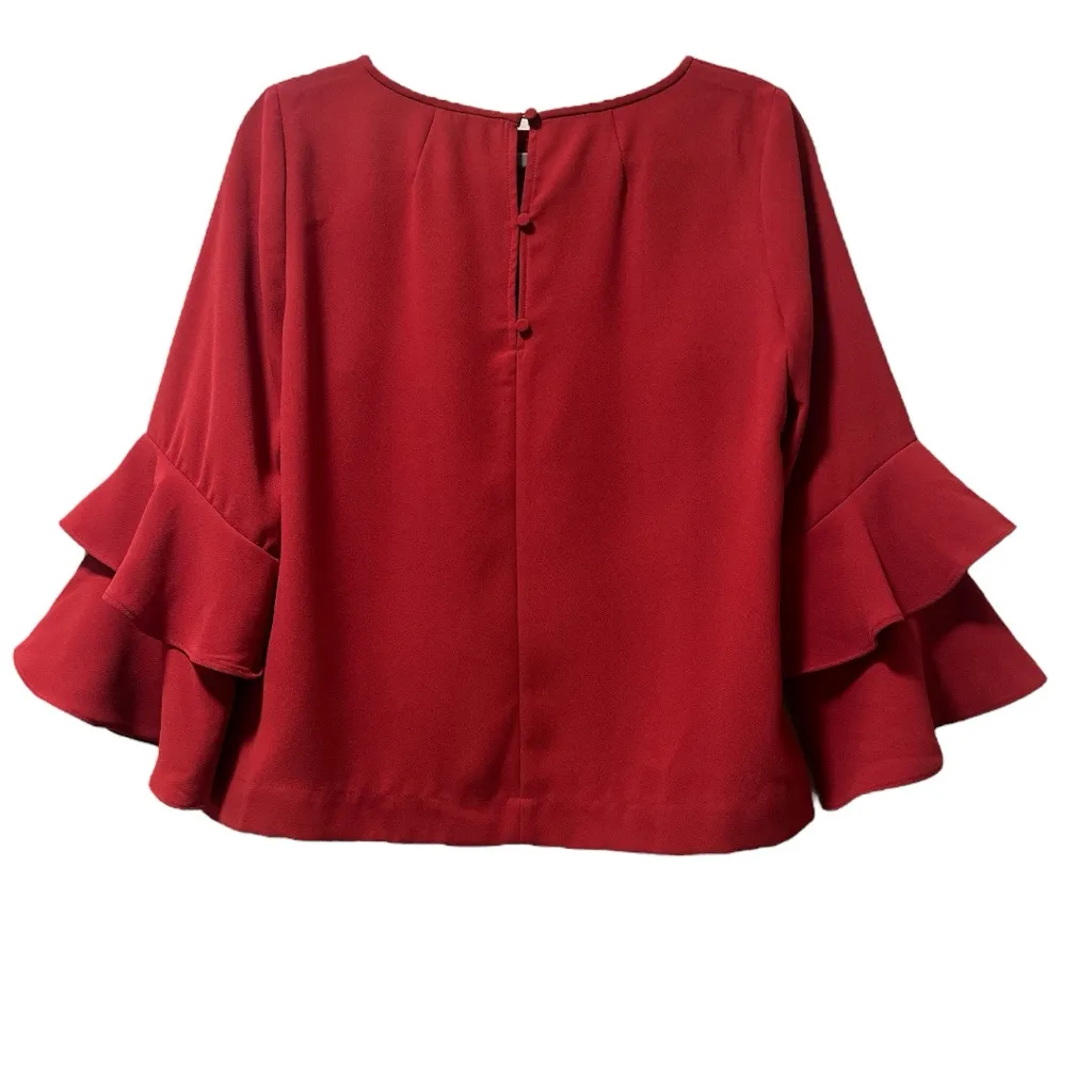 J.Crew Ruffle Bell Sleeve Blouse Red Size 10 NWT Work Party Top - Image 3
