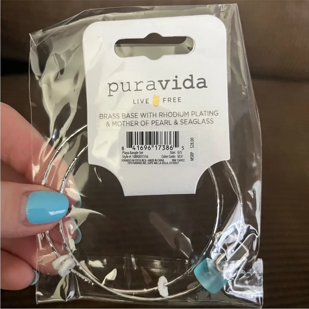 Pura Vida Playa Bangle Set Silver - Image 2