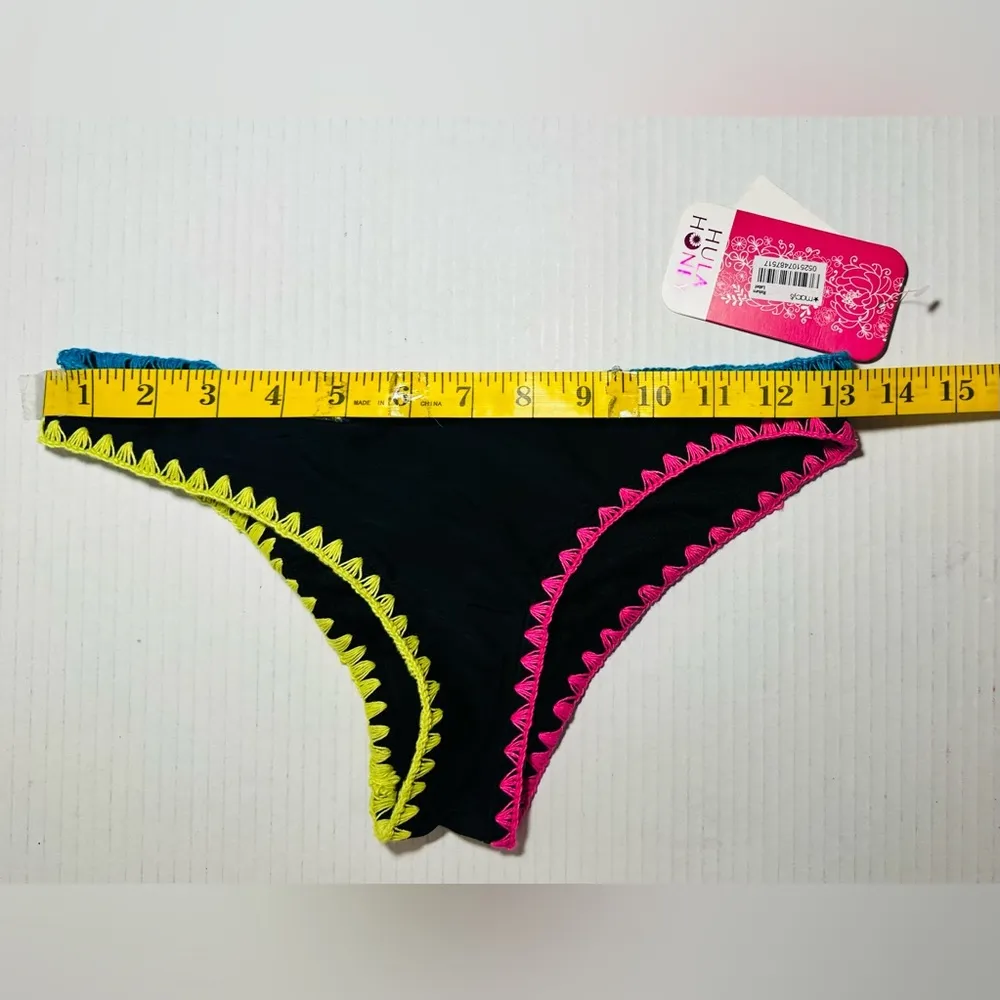 Hula Honey Bikini Bottom Women’s Size Small Whip-Stitch Black Colored Brief Swim - Image 4