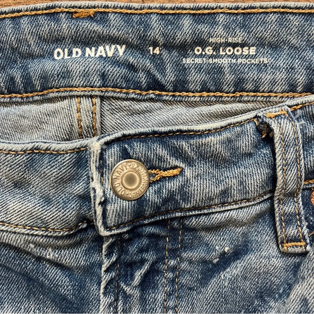 Old Navy High Rise OG Loose Denim Jeans Womens Size 14 Medium Wash Secret Pocket - Image 7