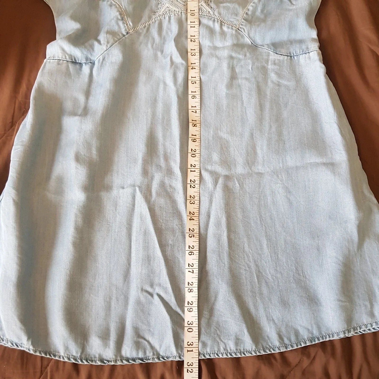 Holding Horses Dress Anthropologie Sz Small Chambray Embroidered Western Rodeo - Image 14