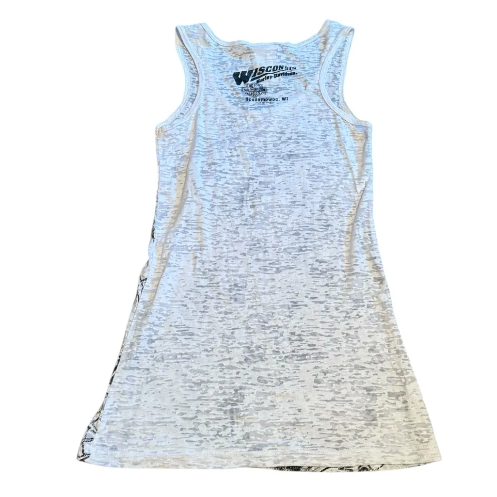 Harley Davidson Size S‎ Studded Burnout Tank Top Red White Blue Americana Biker - Image 5