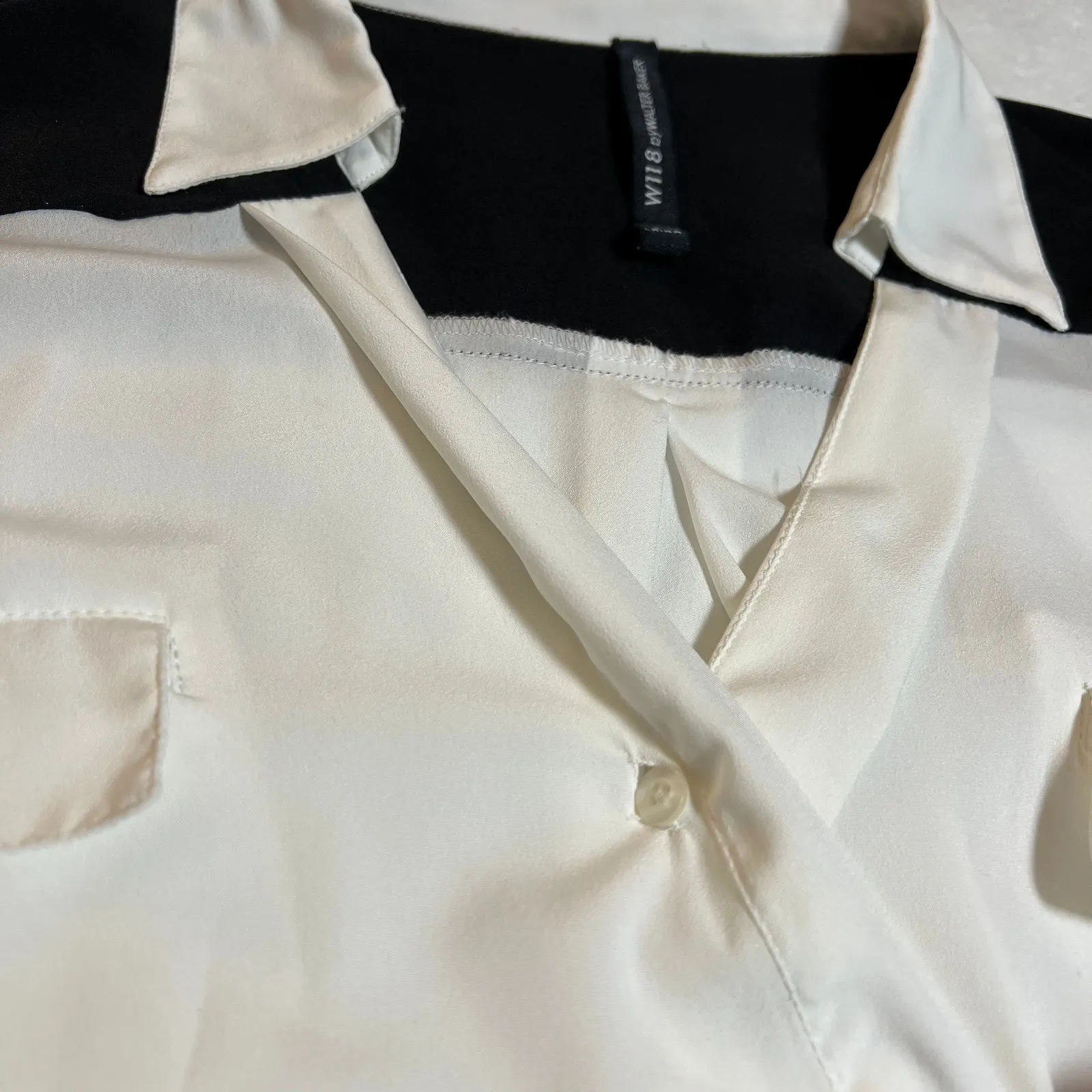 W118 by Walter Baker V-Neck Color Block Blouson Top Size S Minimalist Casual - Image 5