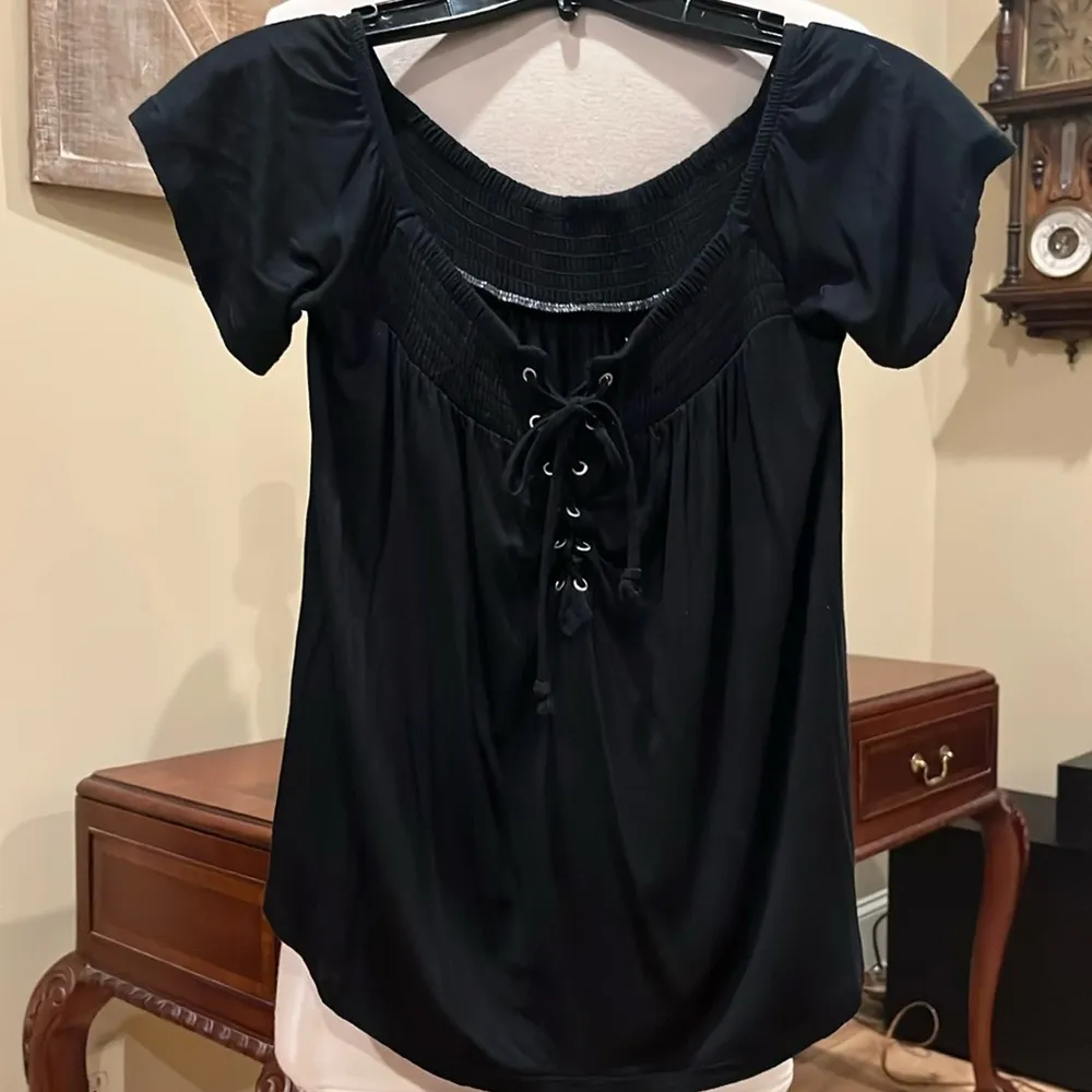 Navy Blue Peasant Flowy Top - Image 7