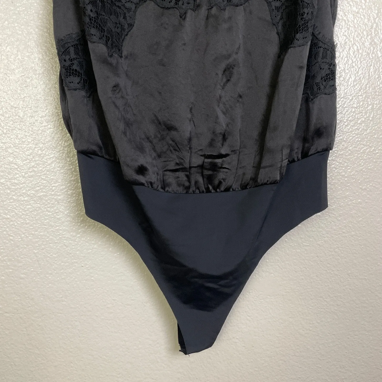 Cami NYC Silk Bodysuit Womens Small Black Lace Top Straps One Piece Sheer - Image 4