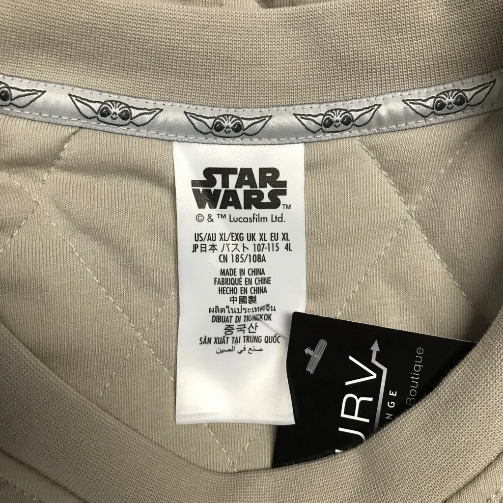 Disney Parks Star Wars Tan Mandalorian Grogu Quilted Sweatshirt - Image 3