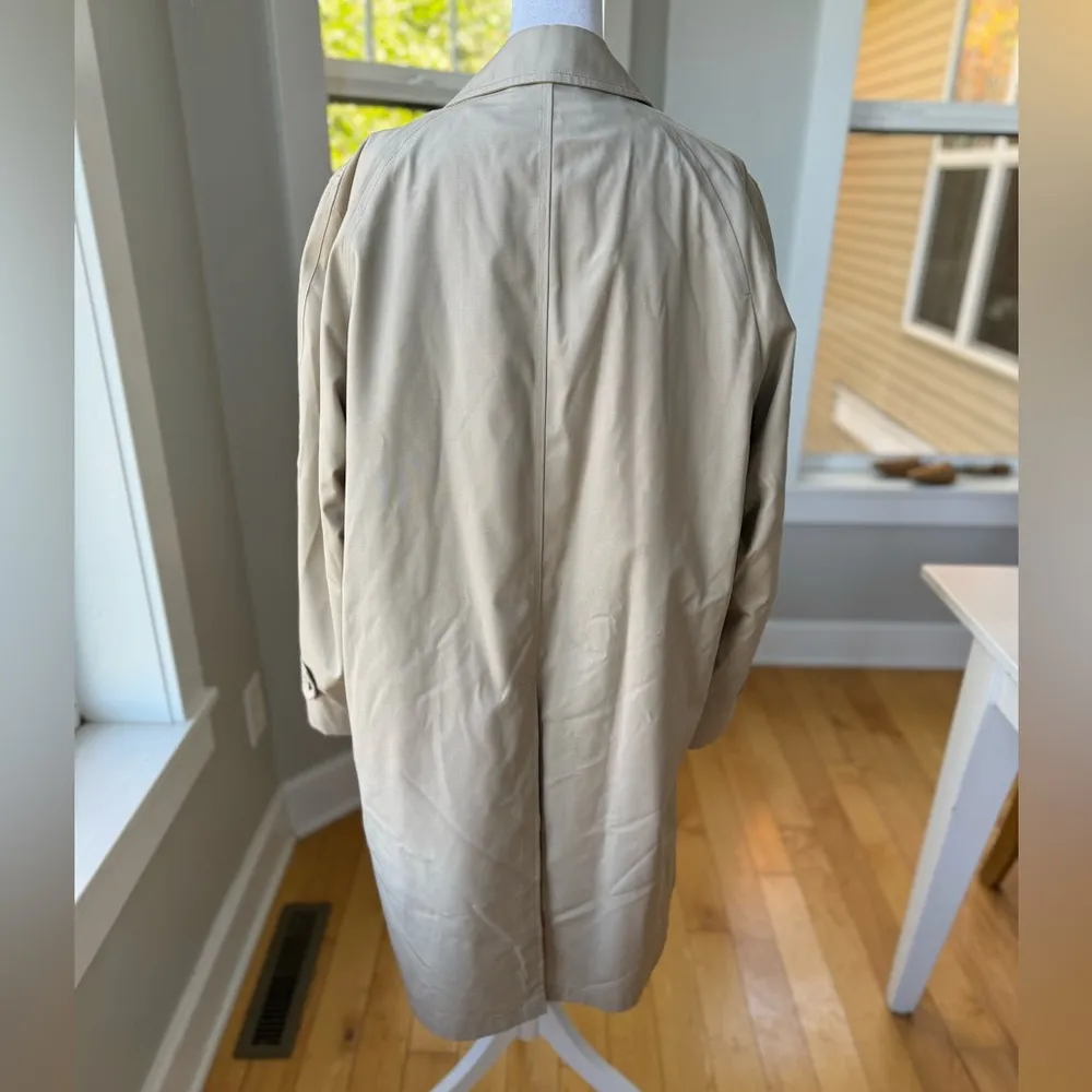 Vintage London Fog Khaki Tan Faux Fur Lined Trench Coat Sz 40 Reg Medium Large - Image 5