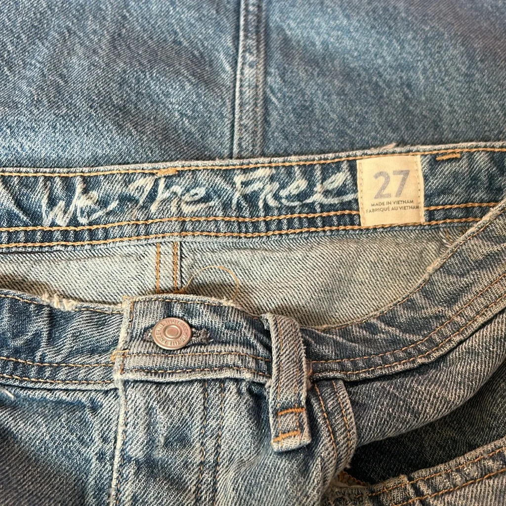 Free People Blue Denim Distressed Midi Skirt Size 27 100% Cotton - Image 5