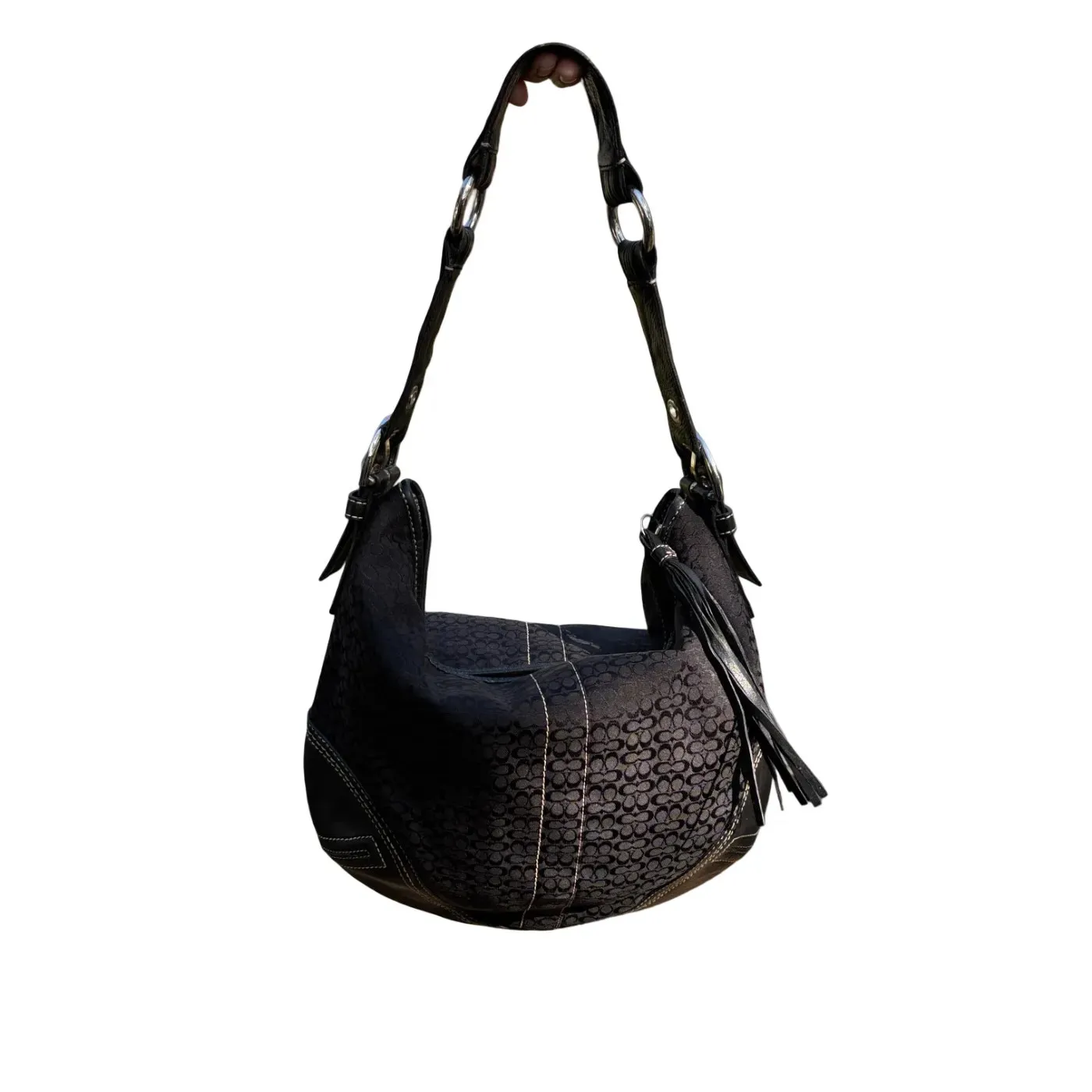 Y2K Coach Soho Signature Slouchy Hobo Black Jacquard with bonus Matching Wallet - Image 3