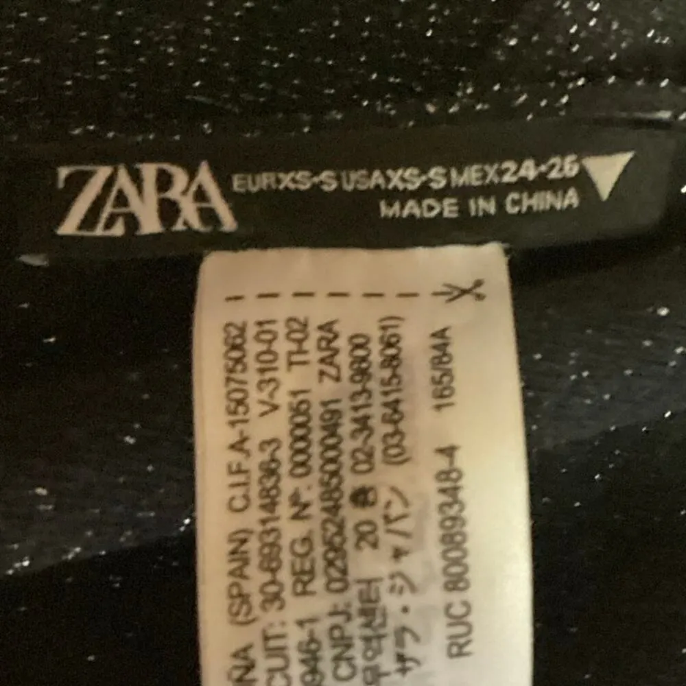 Zara Black Ribbed Knit Scoop Neck Long Sleeve Speckled Sweater Crop Top Sz XS/S - Image 4