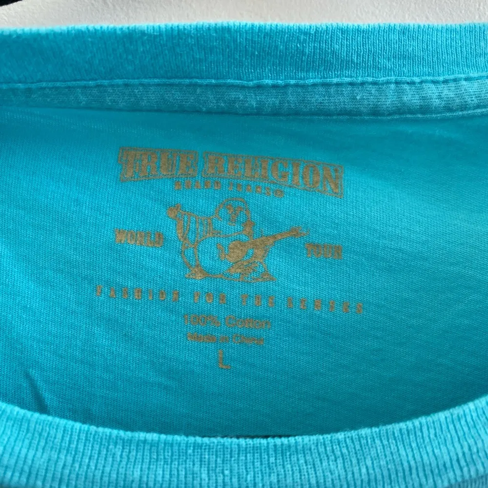 True Religion Y2K Blue Horseshoe Short Sleeve T-Shirt Size L New Without Tag - Image 3