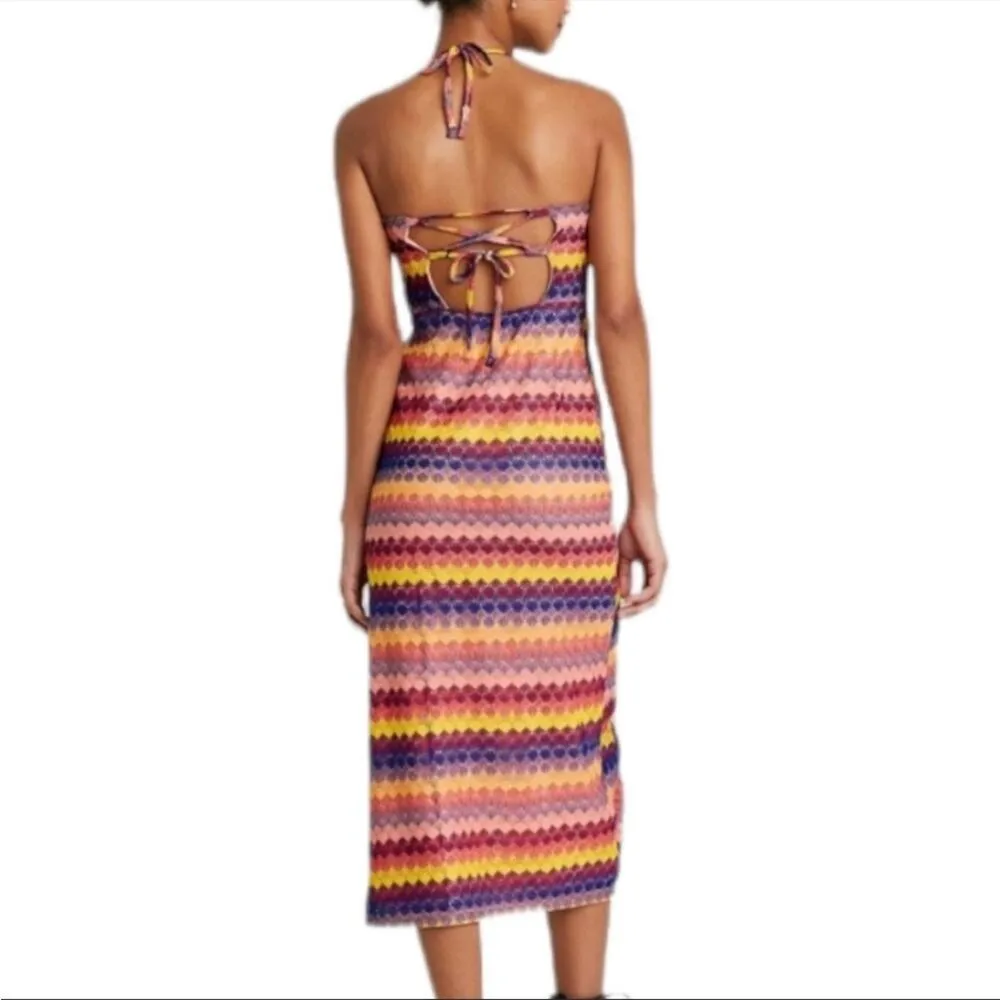 Wild fable Crochet Slip Dress W/ Tie Back , Side Slit Women's X-Small NWT - Image 4