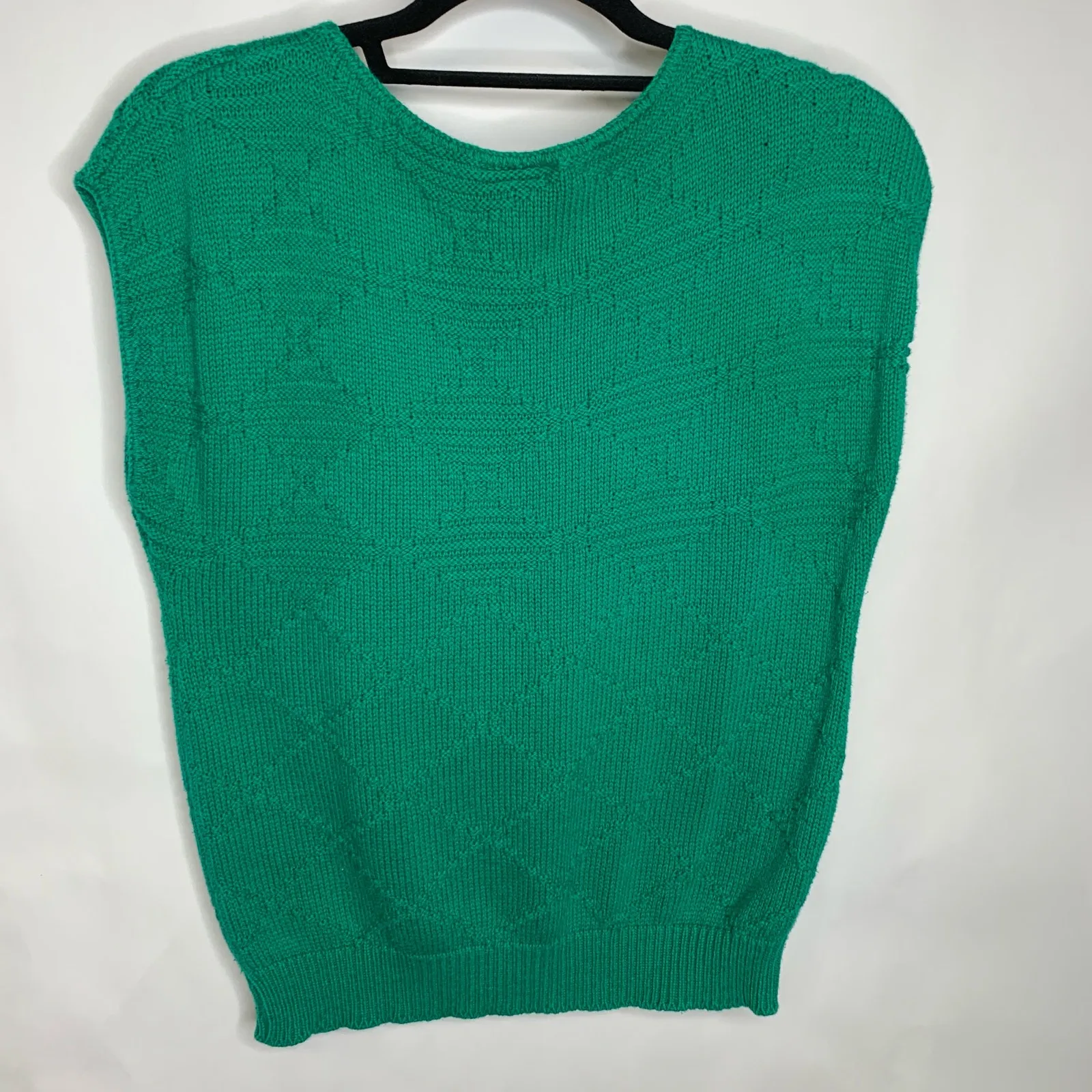 Vintage Herald House Green Cap Sleeve Sweater Textured Sz ? Small Size L - Image 8