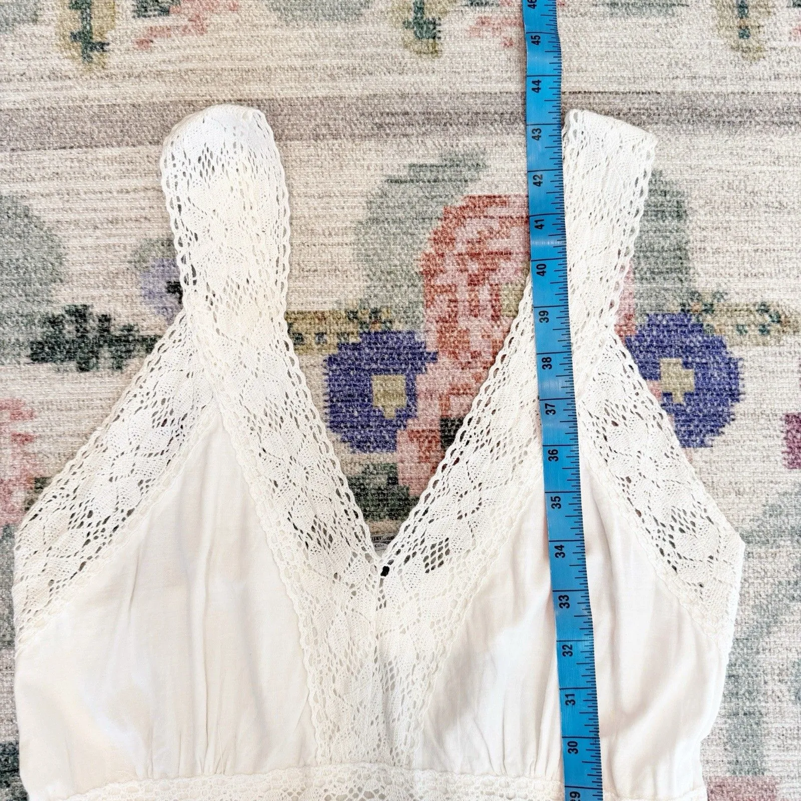 Starindia Lace Cottagecore Tiered Midi Dress Large Coquette Romantic Prairie White - Image 6